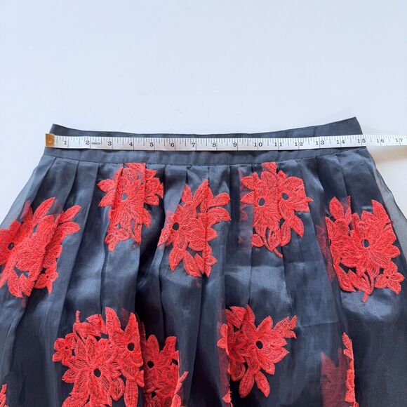 Anthropologie Maeve Pome Blossom Embroidered Tulle Full Skirt in Blue & Hot Pink - Picture 12 of 12